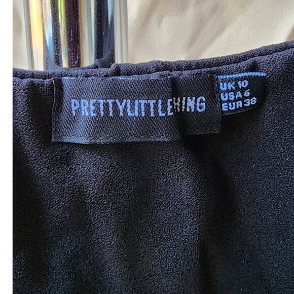 PrettyLittleThing Black Strappy Cut Out Split Hem Midi Dress 6 - Picture 4 of 8